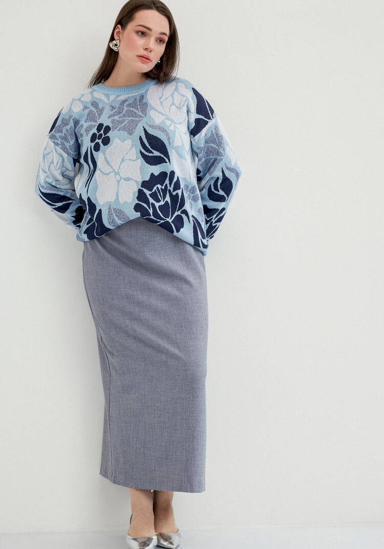 Джемпер прямого силуэта и цветочным принтом шир.  750, рис. 20