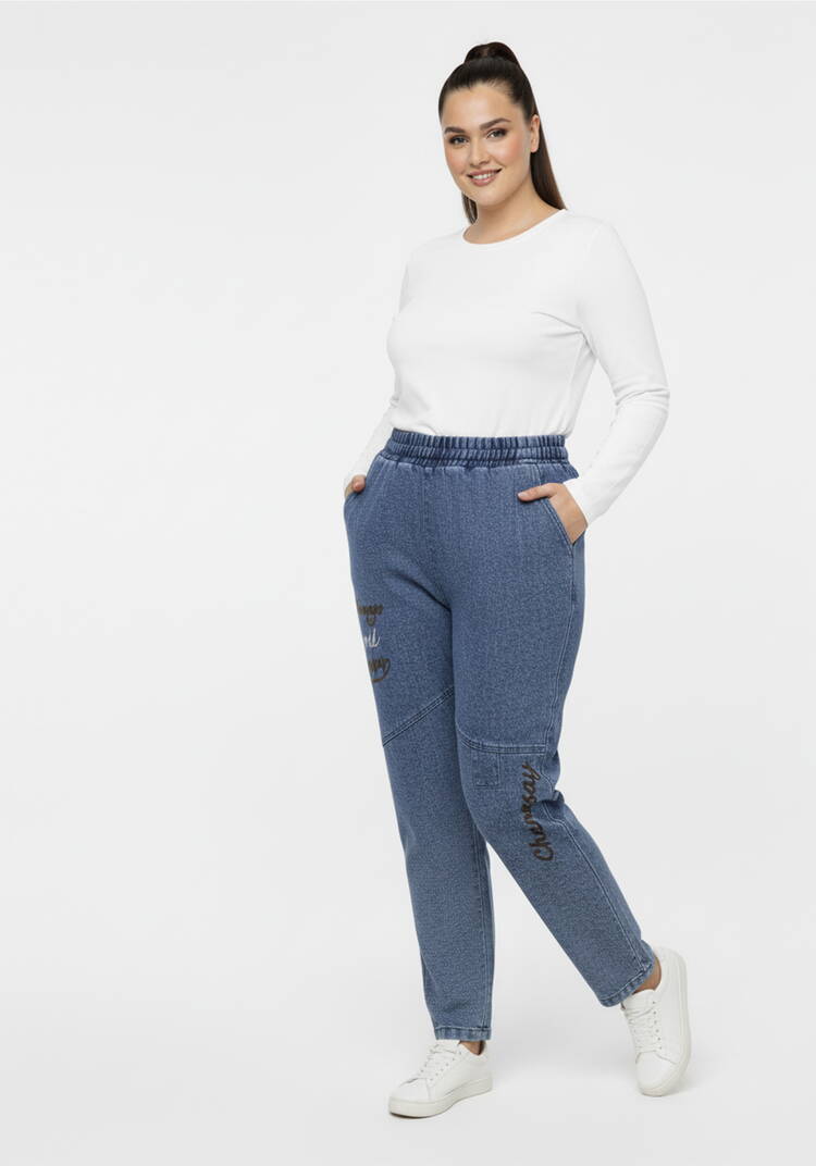 Джинсы с вышивкой на резинке шир.  750, рис. 13