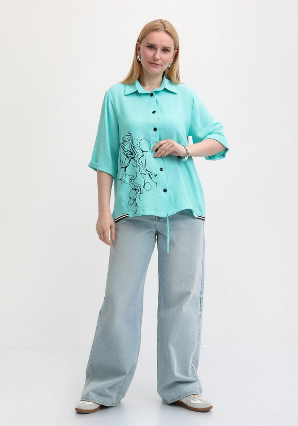 Рубашка с рукавом 3/4 и принтом шир.  580, рис. 14