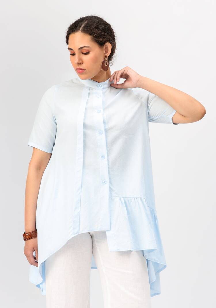 Блуза оригинального кроя с воланом шир.  750, рис. 23