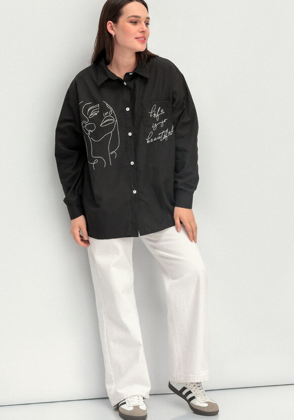 Рубашка с принтом на передней полочке шир.  580, рис. 22