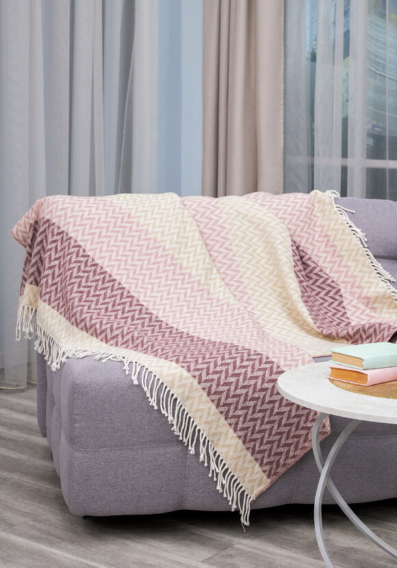 Плед с бахромой Хлопковый жаккард шир.  580, рис. 17