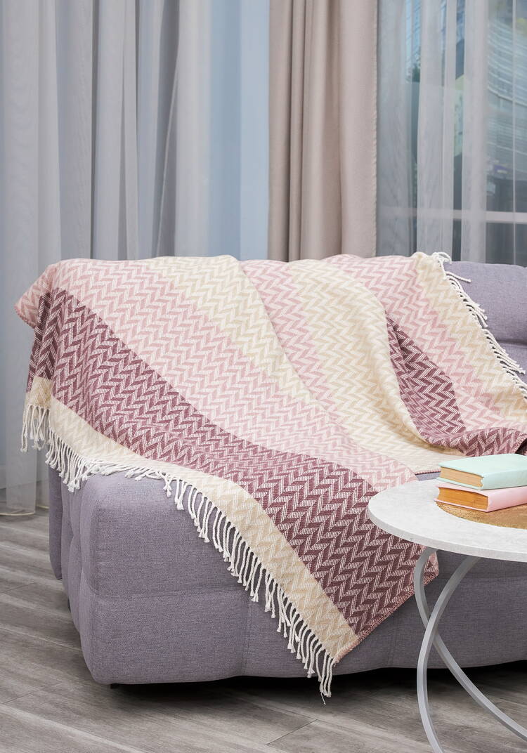 Плед с бахромой Хлопковый жаккард шир.  750, рис. 17