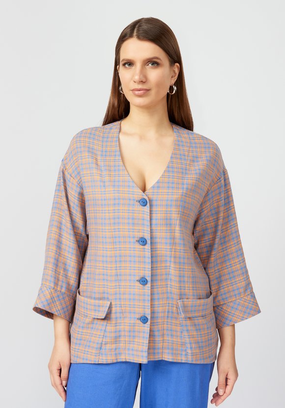 Пиджак в клетку из хлопка шир.  580, рис. 16