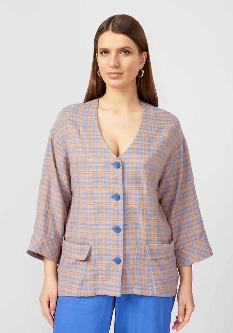 Пиджак в клетку из хлопка шир.  750, рис. 16