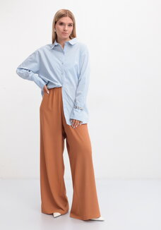 Брюки палаццо с поясом на резинке