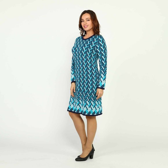 Платье вязаное с геометрическим рисунком шир.  580, рис. 13