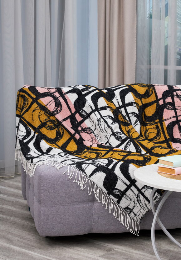 Плед с бахромой Хлопковый жаккард шир.  580, рис. 6