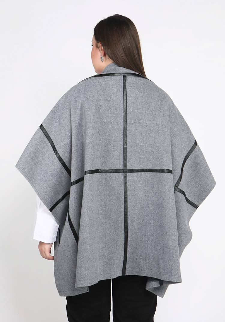 Кейп с отделкой из экокожи шир.  750, рис. 3