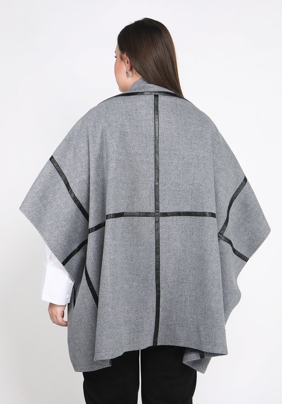 Кейп с отделкой из экокожи шир.  580, рис. 3