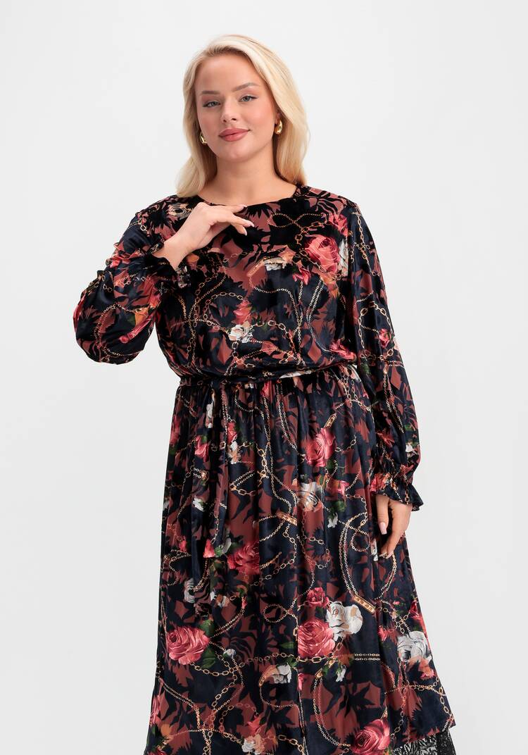 Платье с цветочным принтом из креш бархата шир.  750, рис. 12