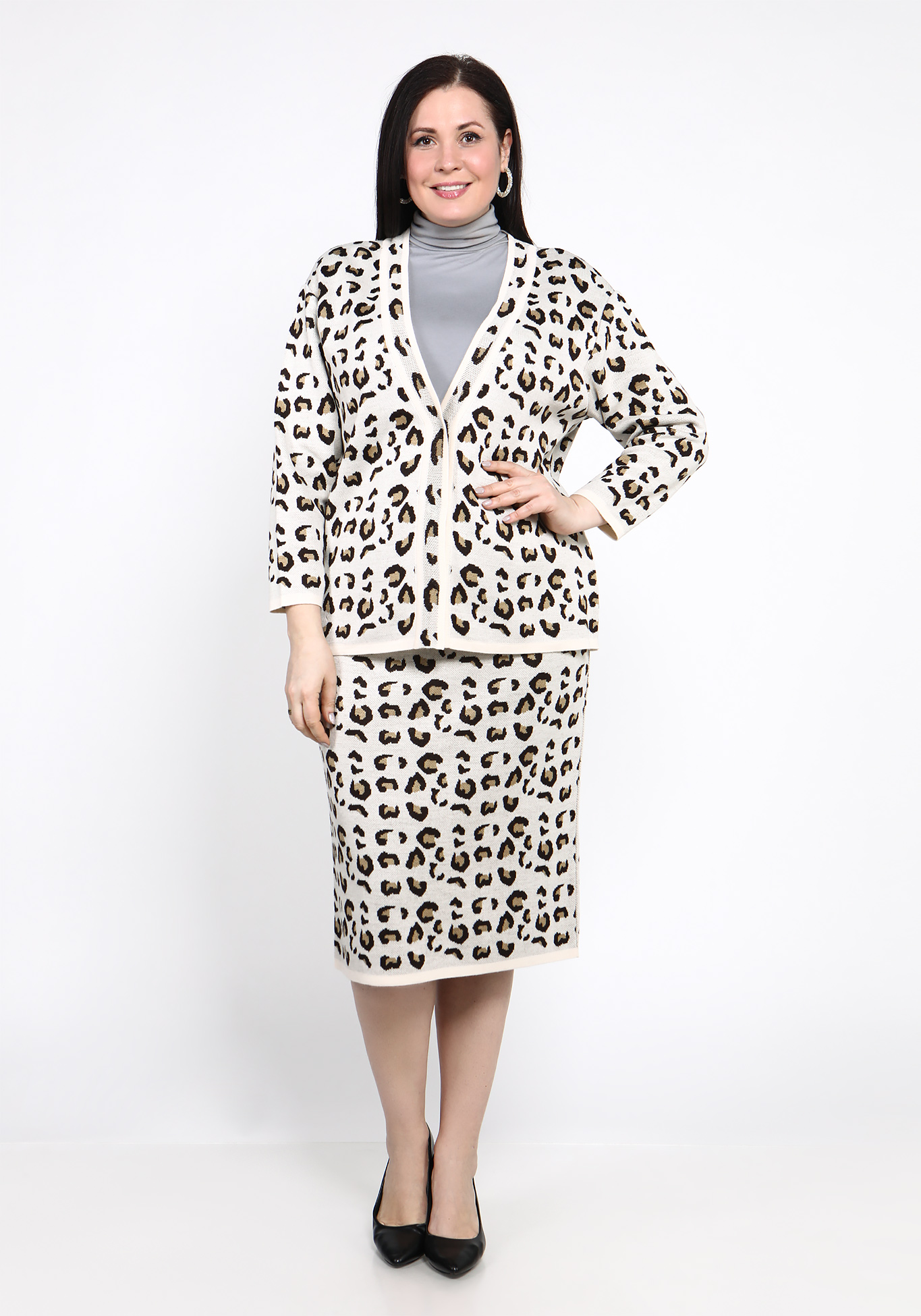 Жакет с леопардовым принтом Vivawool, размер 48, цвет молочный - фото 6