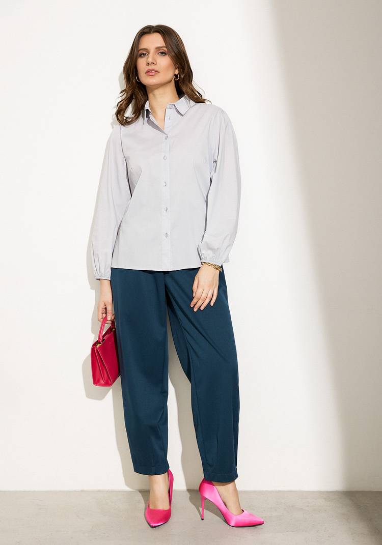 Блуза хлопковая с объемным рукавом на резинке шир.  750, рис. 5