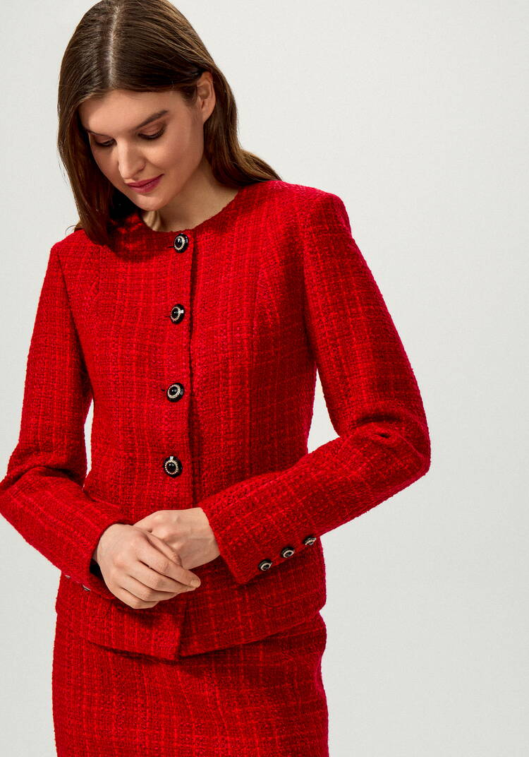 Пиджак из однотонного твида на пуговицах шир.  750, рис. 18