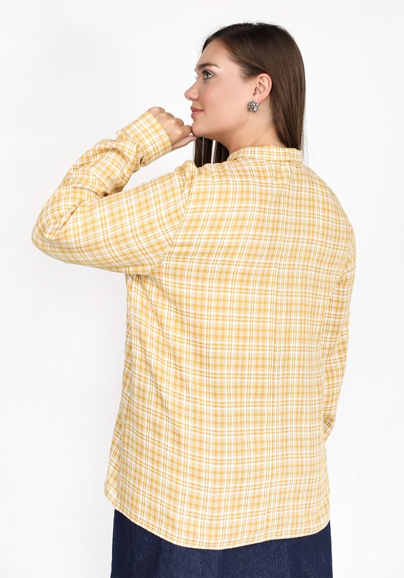 Блуза в клетку с бантом шир.  580, рис. 3