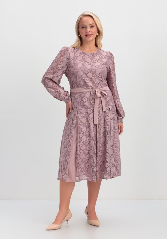 Платье с комбинированными складками на юбке шир.  580, рис. 1