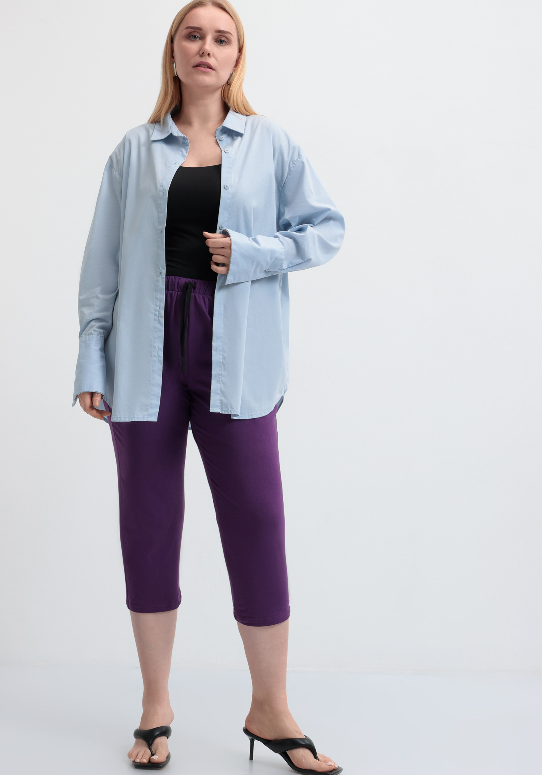 Бриджи трикотажные с поясом на кулиске