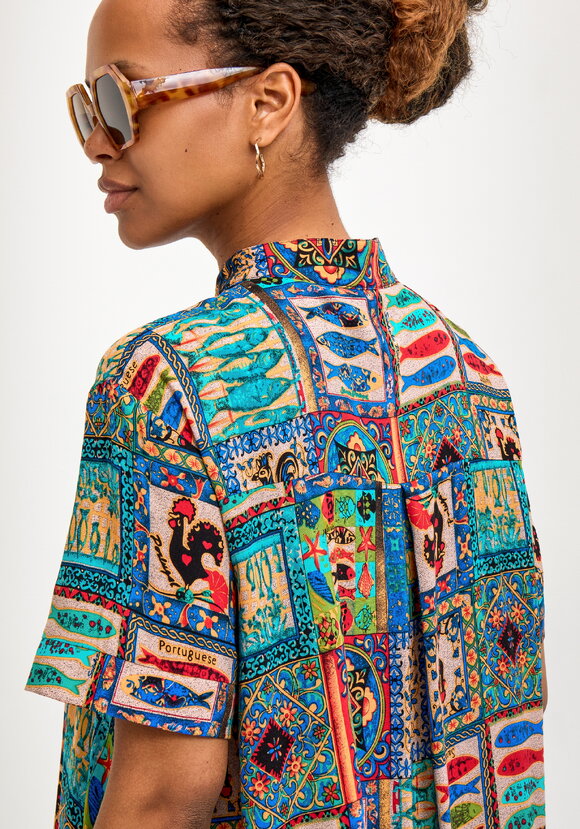 Блуза хлопковая с этническим рисунком шир.  580, рис. 6