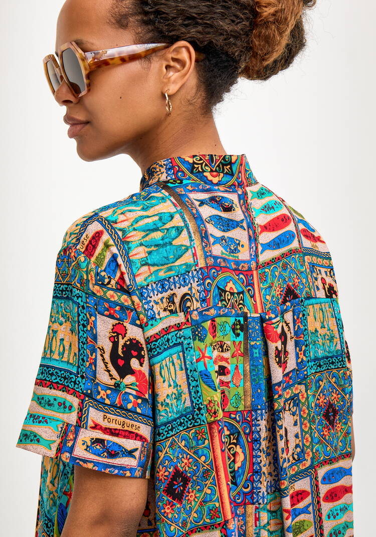 Блуза хлопковая с этническим рисунком шир.  750, рис. 6