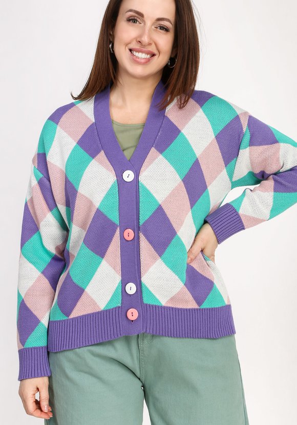 Кардиган Яркие ромбы шир.  580, рис. 18