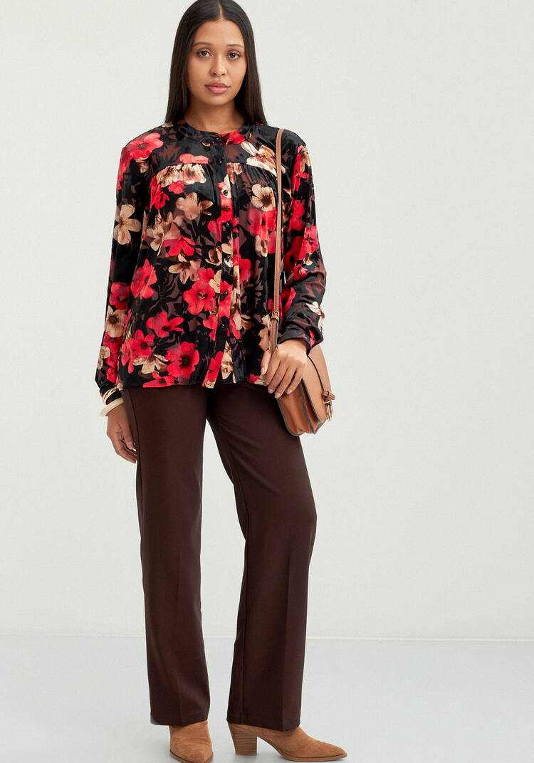 Блуза из пан-бархата с цветочным принтом шир.  750, рис. 2