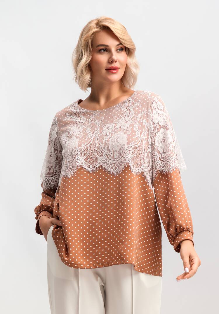 Блуза с кружевом по плечам шир.  750, рис. 44