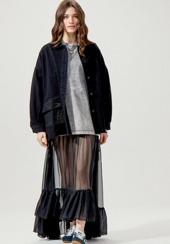 Джинсовая куртка со стразами на карманах шир.  580, рис. 25