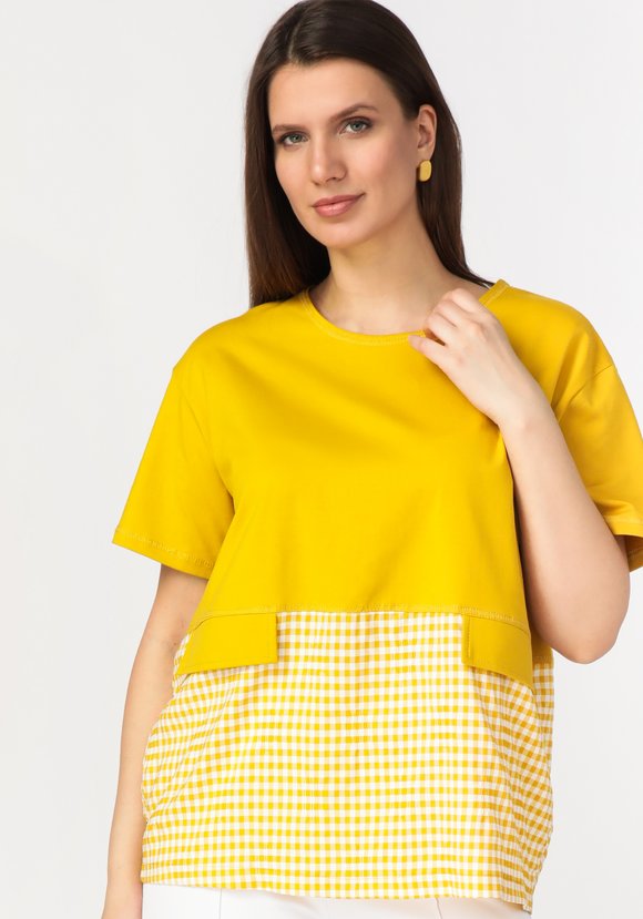 Блуза комбинированная из разных тканей шир.  580, рис. 12