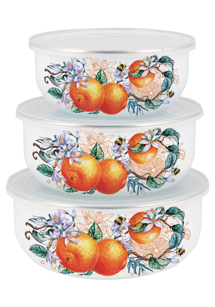 Набор эмалированных мисок с крышками, 3 шт. шир.  750, рис. 2