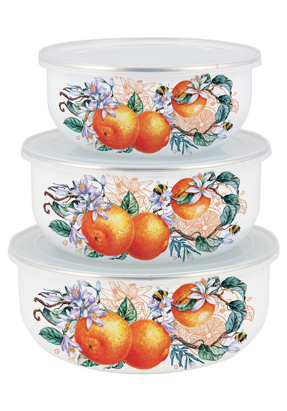 Набор мисок эмалированных с крышками, 3 шт. шир.  580, рис. 2