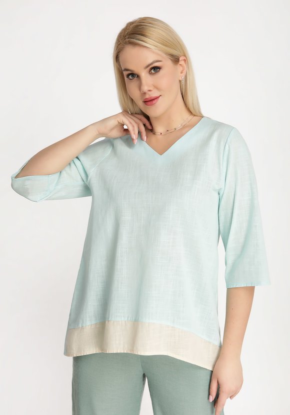 Туника свободного кроя Льняная палитра шир.  580, рис. 1