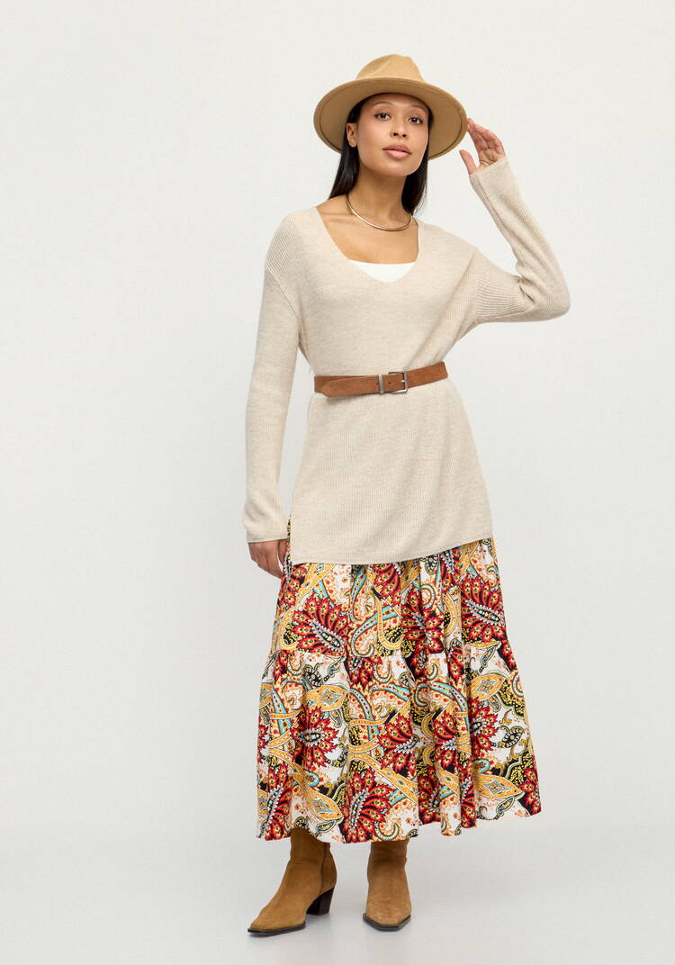 Юбка с воланами и принтом шир.  750, рис. 12