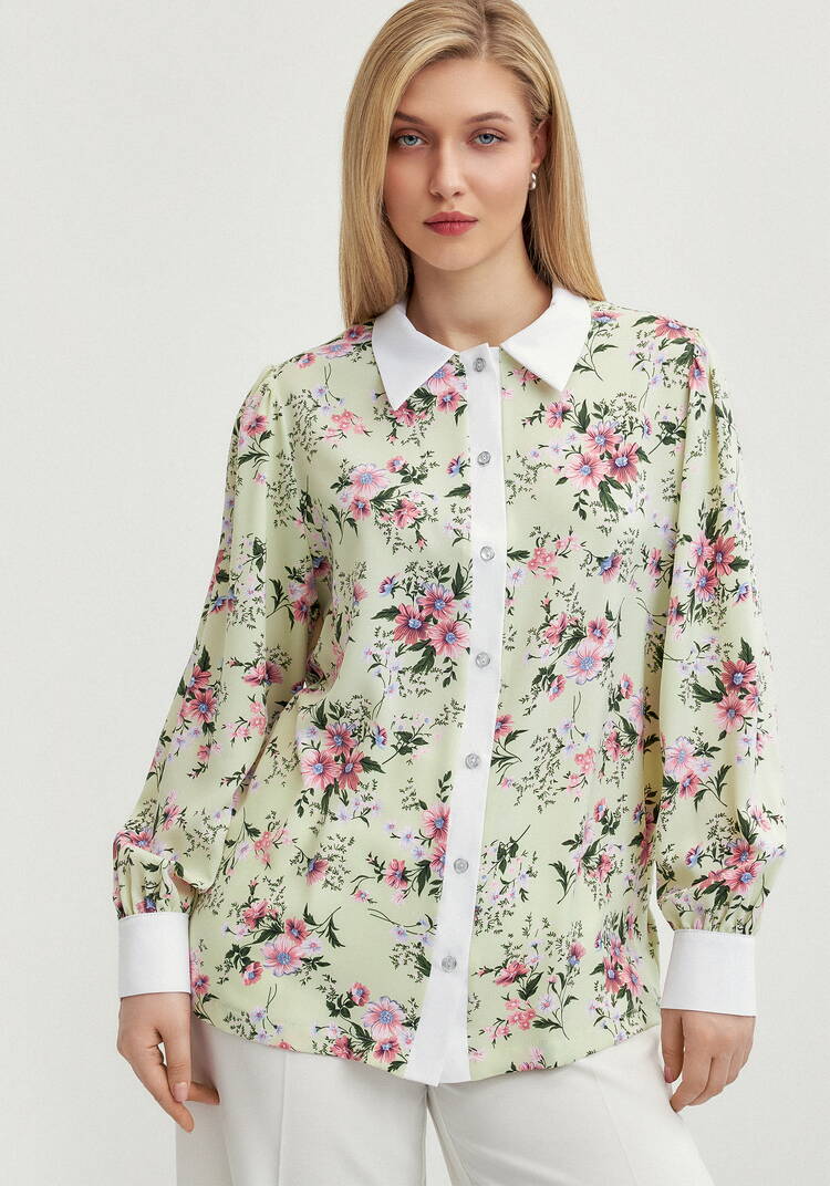 Блуза с контрастным воротникoм шир.  750, рис. 4