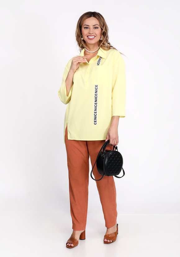 Блуза из вискозы с декоративной отделкой шир.  580, рис. 7