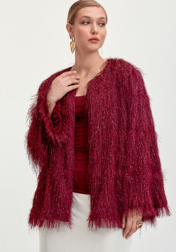 Жакет из ткани с блестящим ворсом шир.  580, рис. 7