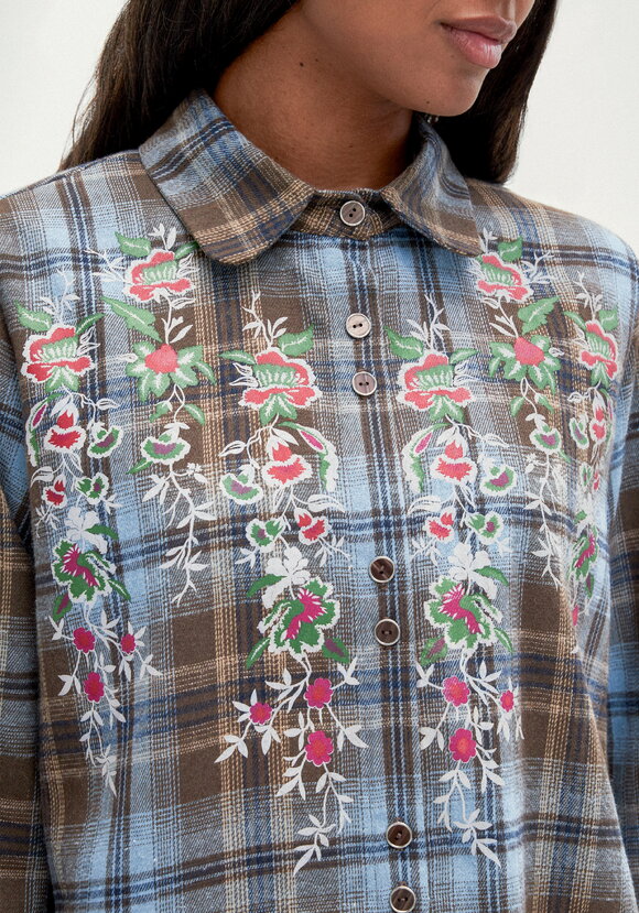 Рубашка в клетку с принтом шир.  580, рис. 5