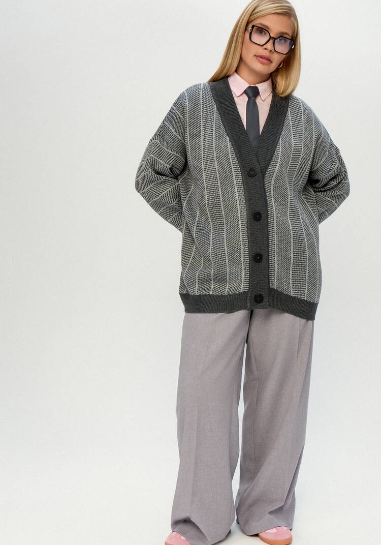 Кардиган монохромный с вертикальной полосой шир.  750, рис. 7