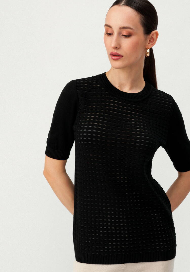 Джемпер с передней полочкой ажурной вязки шир.  750, рис. 24