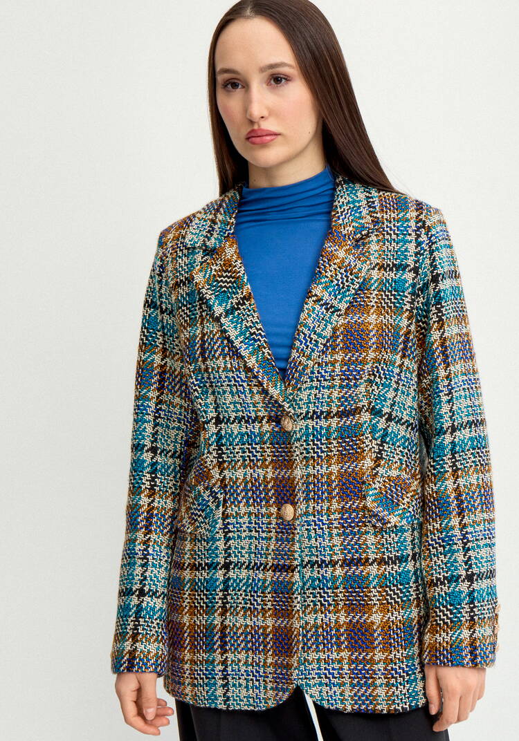 Пиджак из твида в клетку на подкладе шир.  750, рис. 15