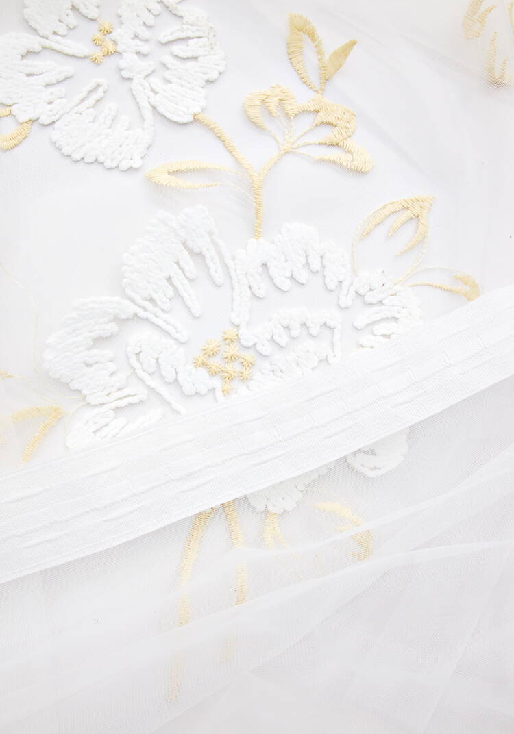 Тюль с вышивкой Белый цветок шир.  750, рис. 10