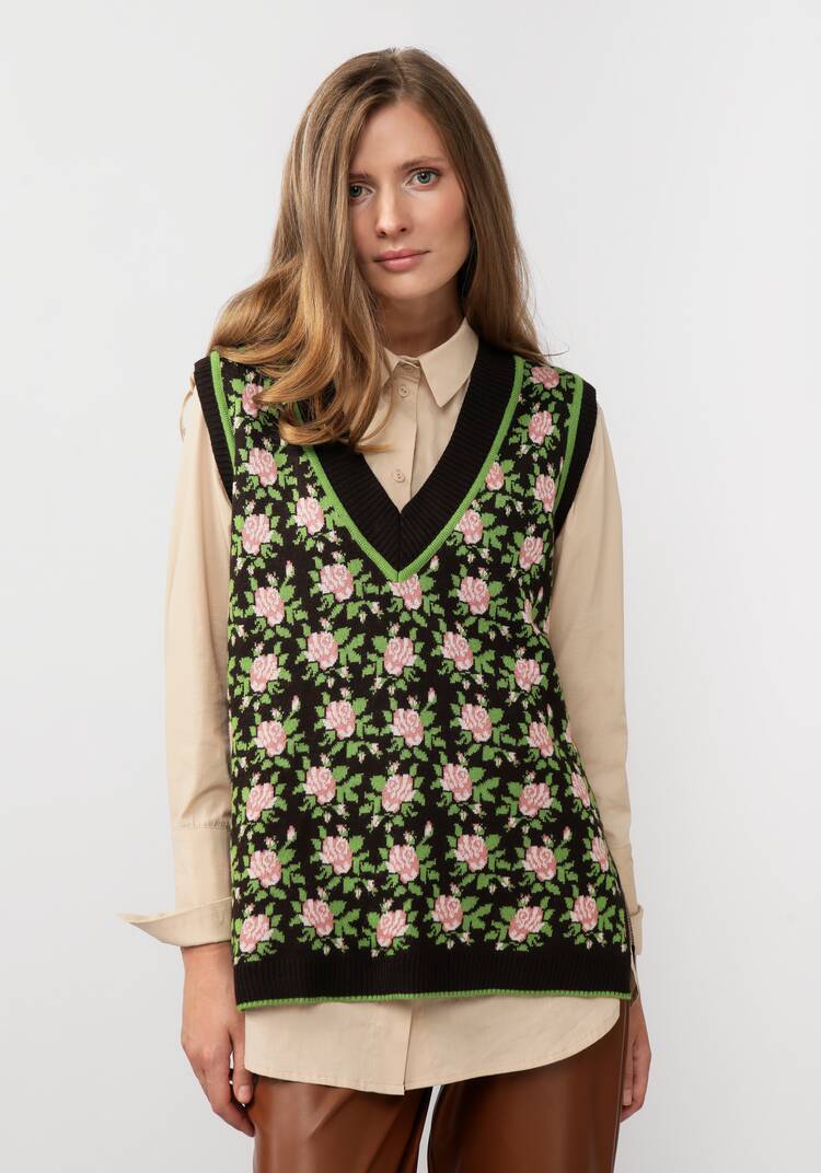 Жилет женский с цветочным рисунком шир.  750, рис. 11