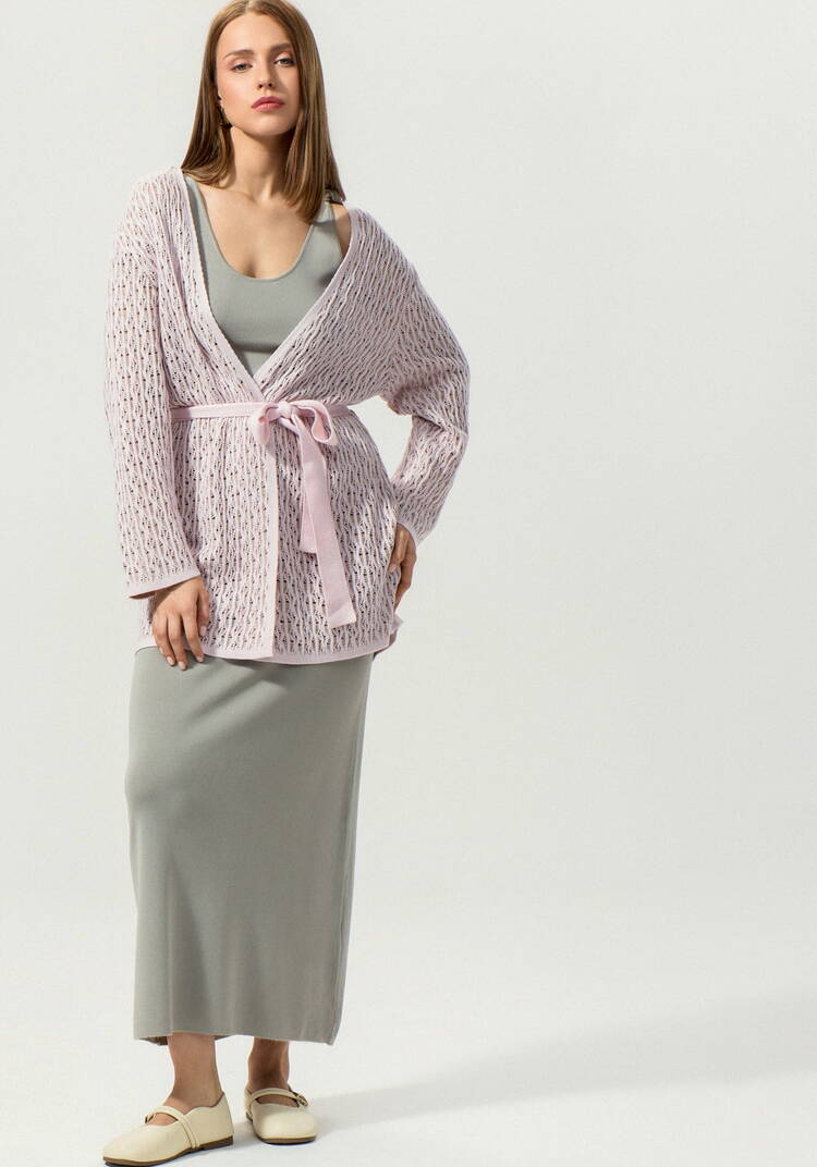 Кардиган ажурной вязки шир.  750, рис. 45