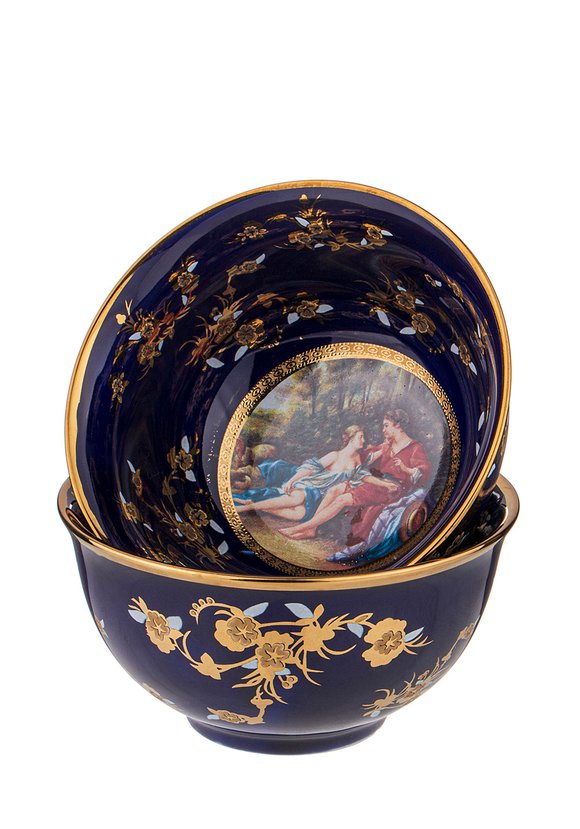 Набор из 2-х пиал Влюблённая пара, кобальт шир.  580, рис. 1