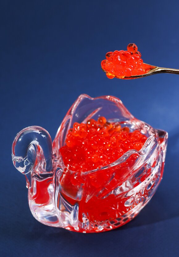 Икорница стеклянная c ложкой Лебедь шир.  580, рис. 5