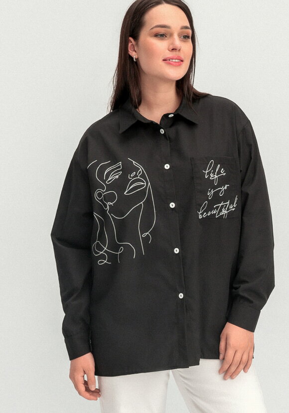 Рубашка с принтом на передней полочке шир.  580, рис. 21