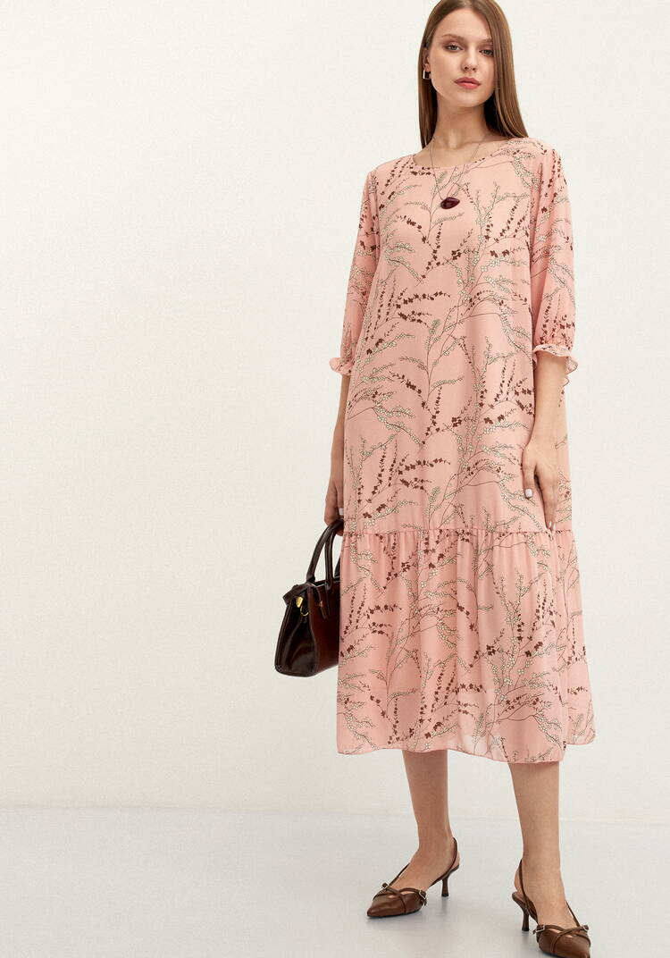 Платье с цветочным принтом шифоновое шир.  750, рис. 31