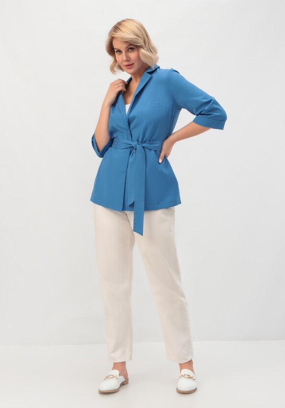 Пиджак с поясом из льна и хлопка шир.  580, рис. 17