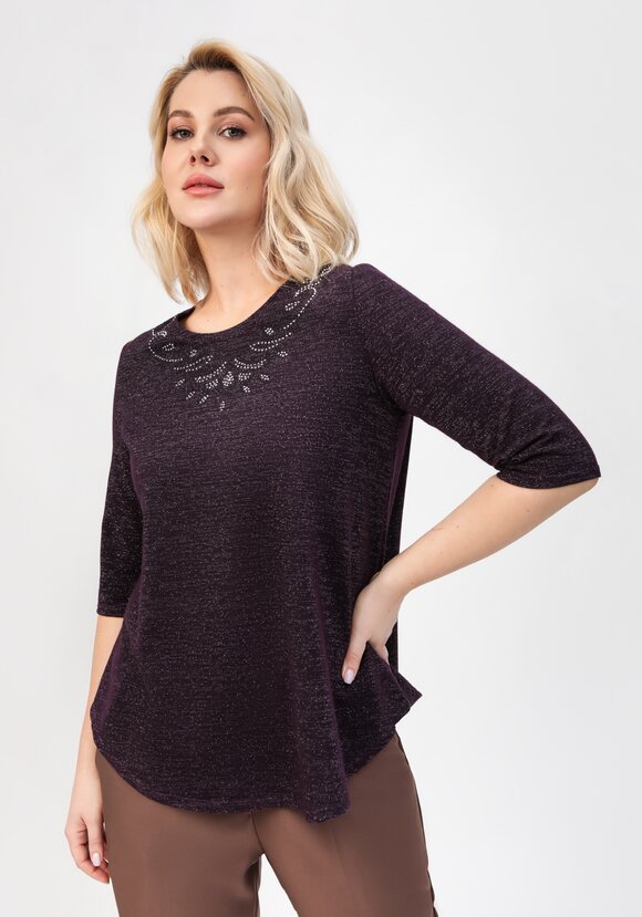 Блуза с декором из страз по горловине шир.  580, рис. 31