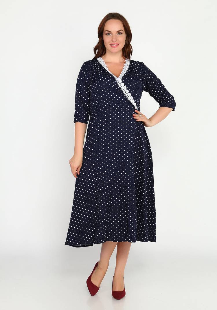 Платье в горох с украшением на груди шир.  750, рис. 5