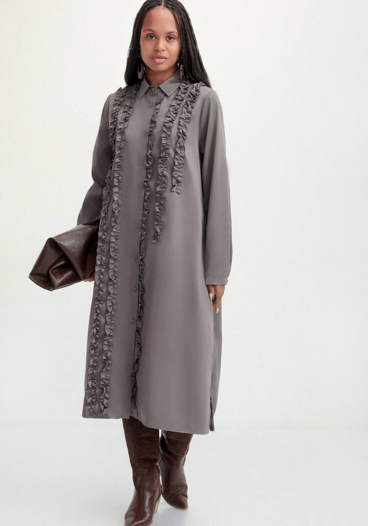 Платье рубашка с рюшей шир.  750, рис. 15